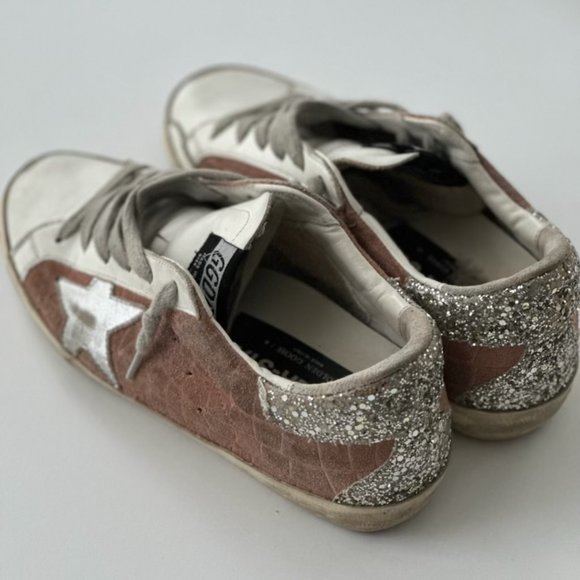 White with Pink Suede Golden Goose Sneakers Size 36 - Picture 3 of 6